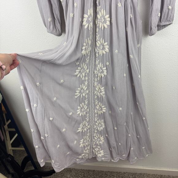 Free People Embroidered Fable Maxi Dress in Pale Lavender - Picture 4 of 7